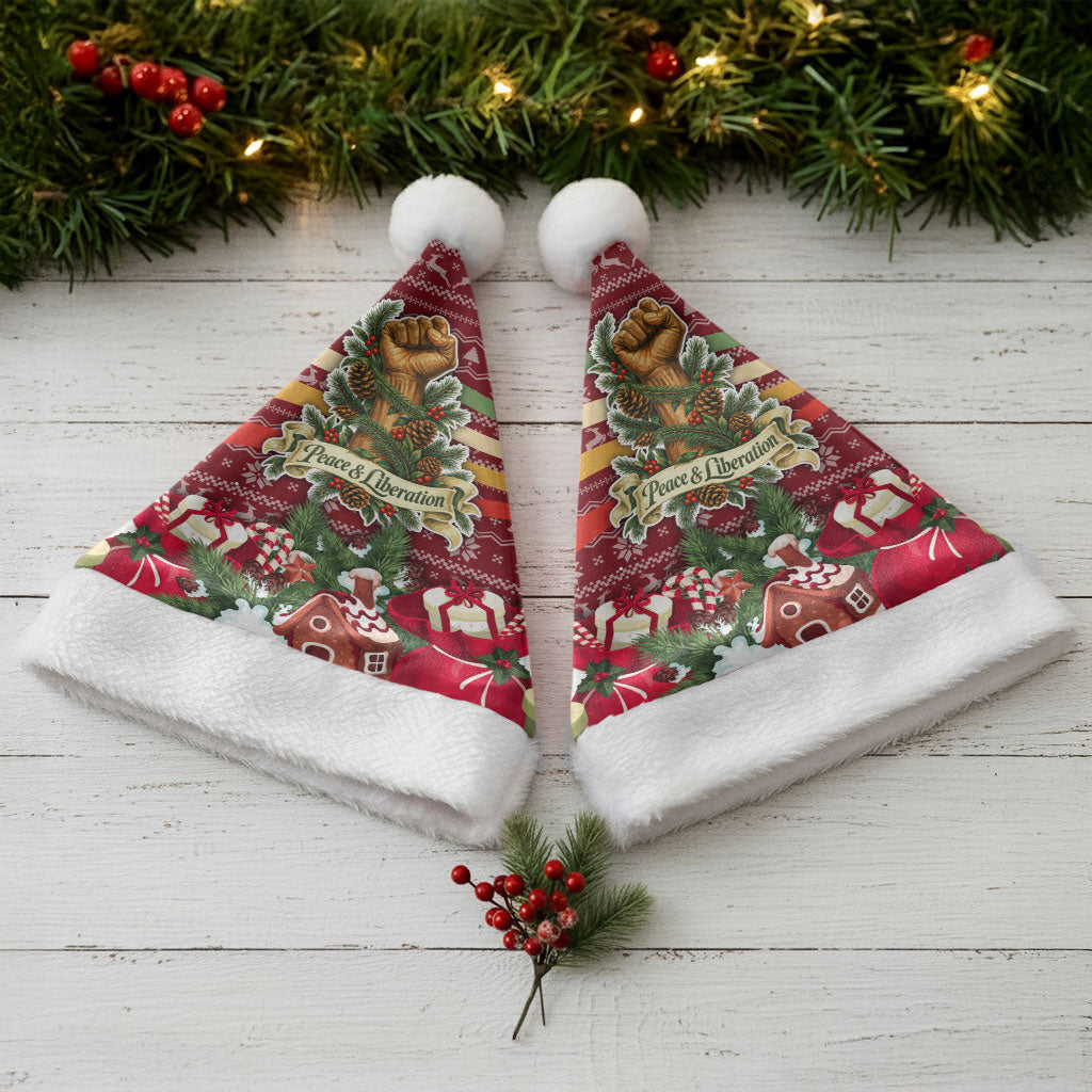 Malcolm X Peace And Liberation Christmas Santa Hat Pattern Pan African Colors Xmas Holiday