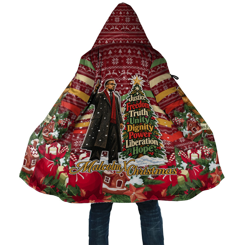 Malcolm X Peace And Liberation Christmas Cloak Pattern Pan African Colors Xmas Holiday