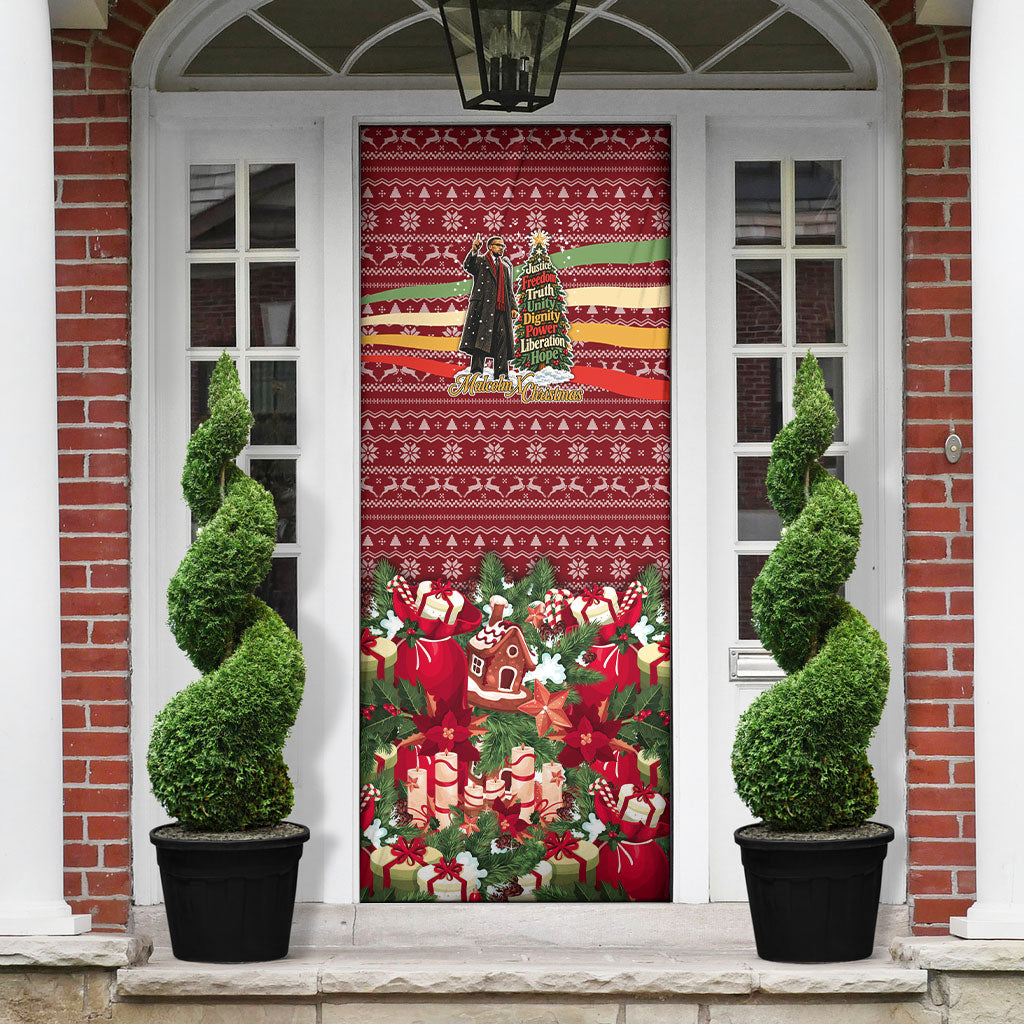 Malcolm X Peace And Liberation Christmas Door Cover Pattern Pan African Colors Xmas Holiday