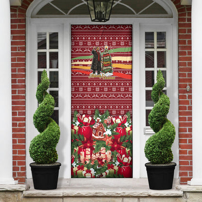 Malcolm X Peace And Liberation Christmas Door Cover Pattern Pan African Colors Xmas Holiday