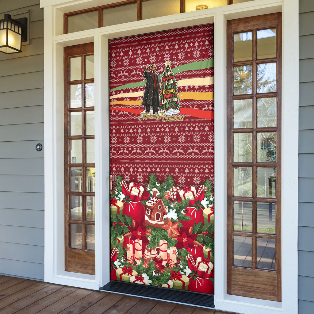 Malcolm X Peace And Liberation Christmas Door Cover Pattern Pan African Colors Xmas Holiday