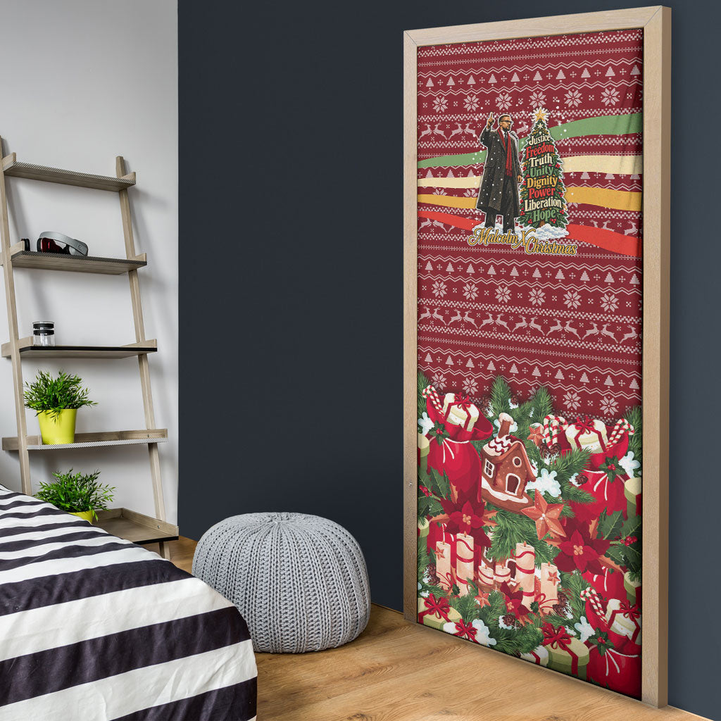 Malcolm X Peace And Liberation Christmas Door Cover Pattern Pan African Colors Xmas Holiday