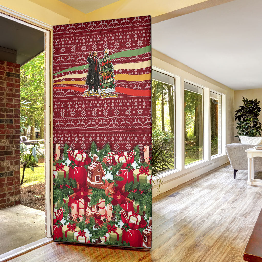 Malcolm X Peace And Liberation Christmas Door Cover Pattern Pan African Colors Xmas Holiday