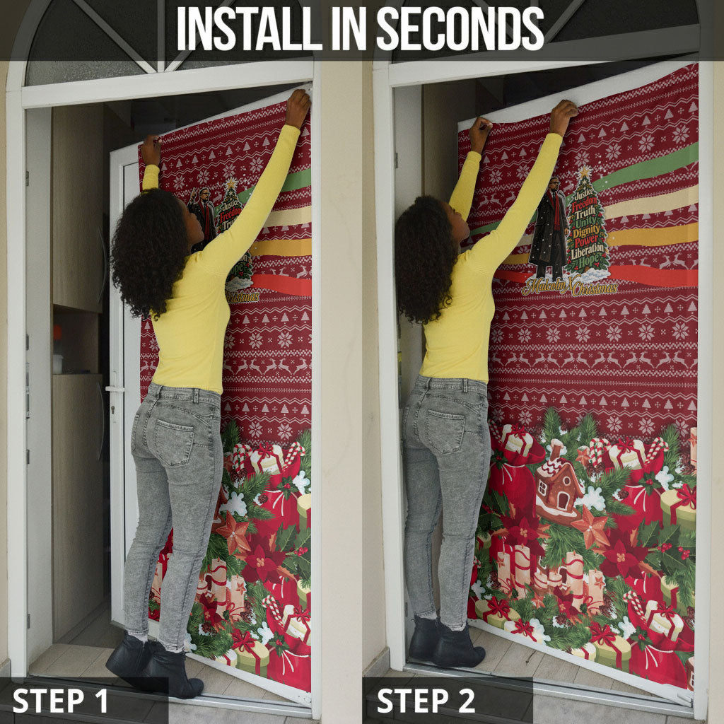Malcolm X Peace And Liberation Christmas Door Cover Pattern Pan African Colors Xmas Holiday