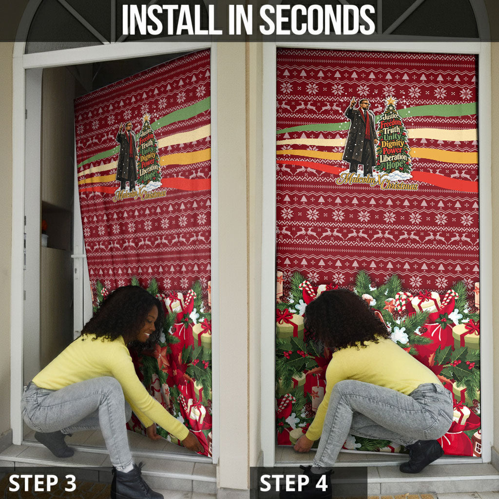 Malcolm X Peace And Liberation Christmas Door Cover Pattern Pan African Colors Xmas Holiday