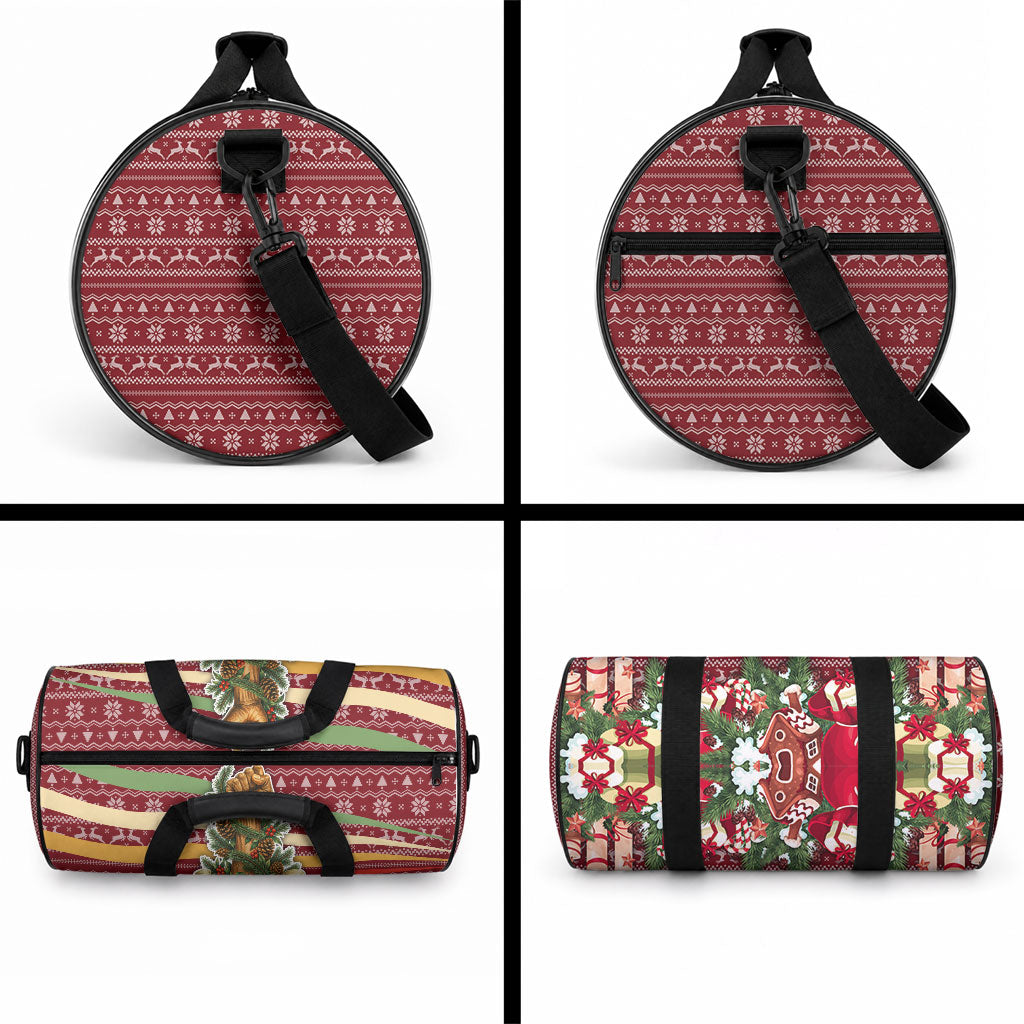 Malcolm X Peace And Liberation Christmas Duffle Bag Pattern Pan African Colors Xmas Holiday