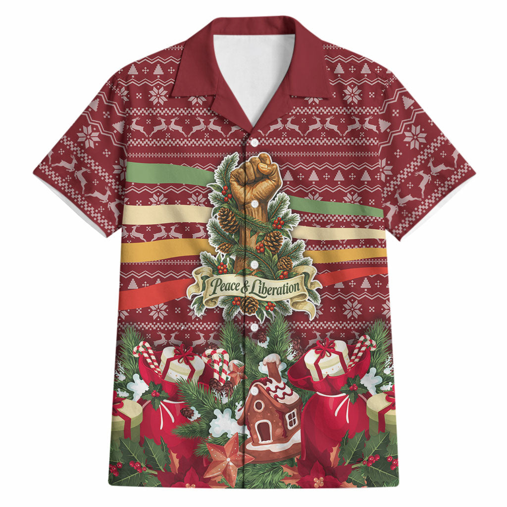 Malcolm X Peace And Liberation Christmas Hawaiian Shirt Pattern Pan African Colors Xmas Holiday