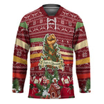 Malcolm X Peace And Liberation Christmas Hockey Jersey Pattern Pan African Colors Xmas Holiday