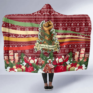Malcolm X Peace And Liberation Christmas Hooded Blanket Pattern Pan African Colors Xmas Holiday