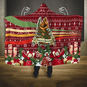 Malcolm X Peace And Liberation Christmas Hooded Blanket Pattern Pan African Colors Xmas Holiday