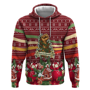 Malcolm X Peace And Liberation Christmas Hoodie Pattern Pan African Colors Xmas Holiday