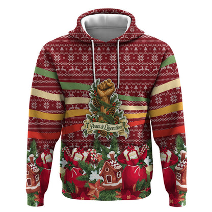 Malcolm X Peace And Liberation Christmas Hoodie Pattern Pan African Colors Xmas Holiday
