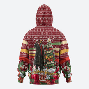 Malcolm X Peace And Liberation Christmas Hoodie Pattern Pan African Colors Xmas Holiday