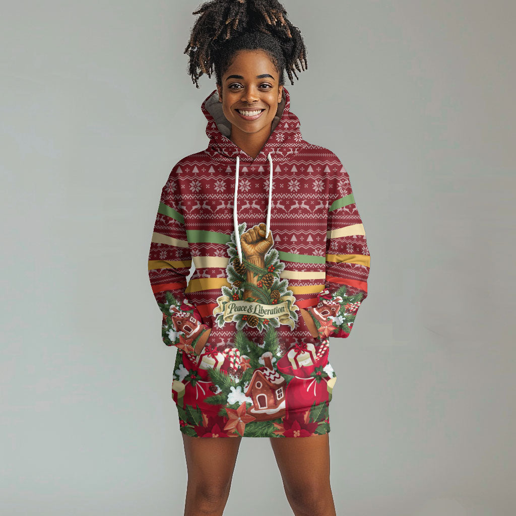 Malcolm X Peace And Liberation Christmas Hoodie Dress Pattern Pan African Colors Xmas Holiday