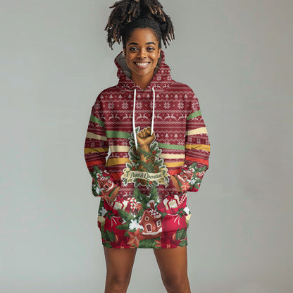 Malcolm X Peace And Liberation Christmas Hoodie Dress Pattern Pan African Colors Xmas Holiday