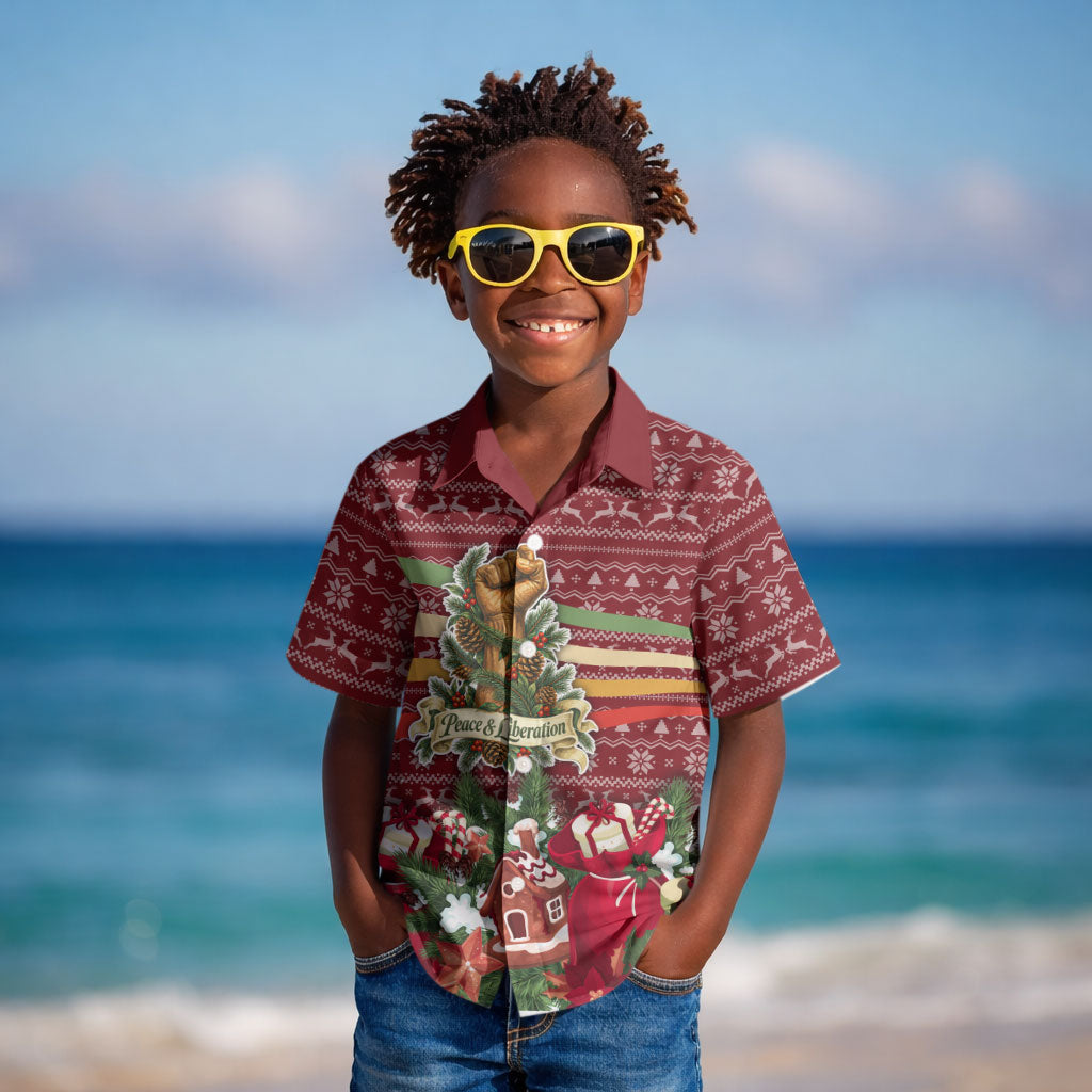 Malcolm X Peace And Liberation Christmas Kid Hawaiian Shirt Pattern Pan African Colors Xmas Holiday