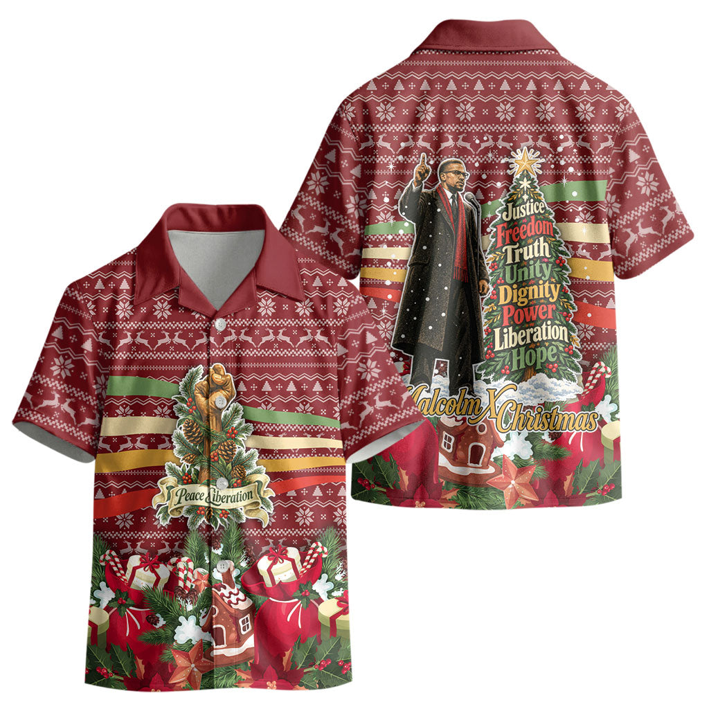 Malcolm X Peace And Liberation Christmas Kid Hawaiian Shirt Pattern Pan African Colors Xmas Holiday