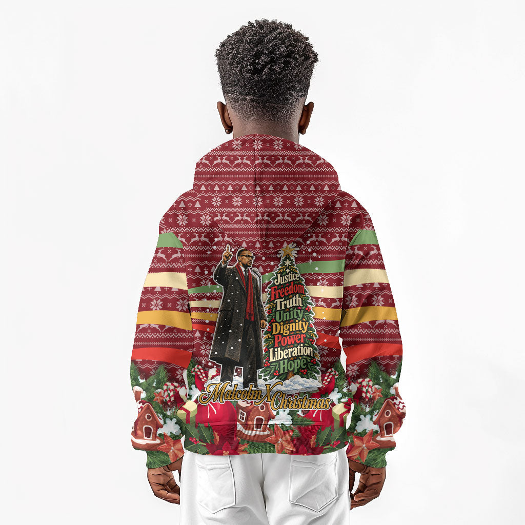 Malcolm X Peace And Liberation Christmas Kid Hoodie Pattern Pan African Colors Xmas Holiday