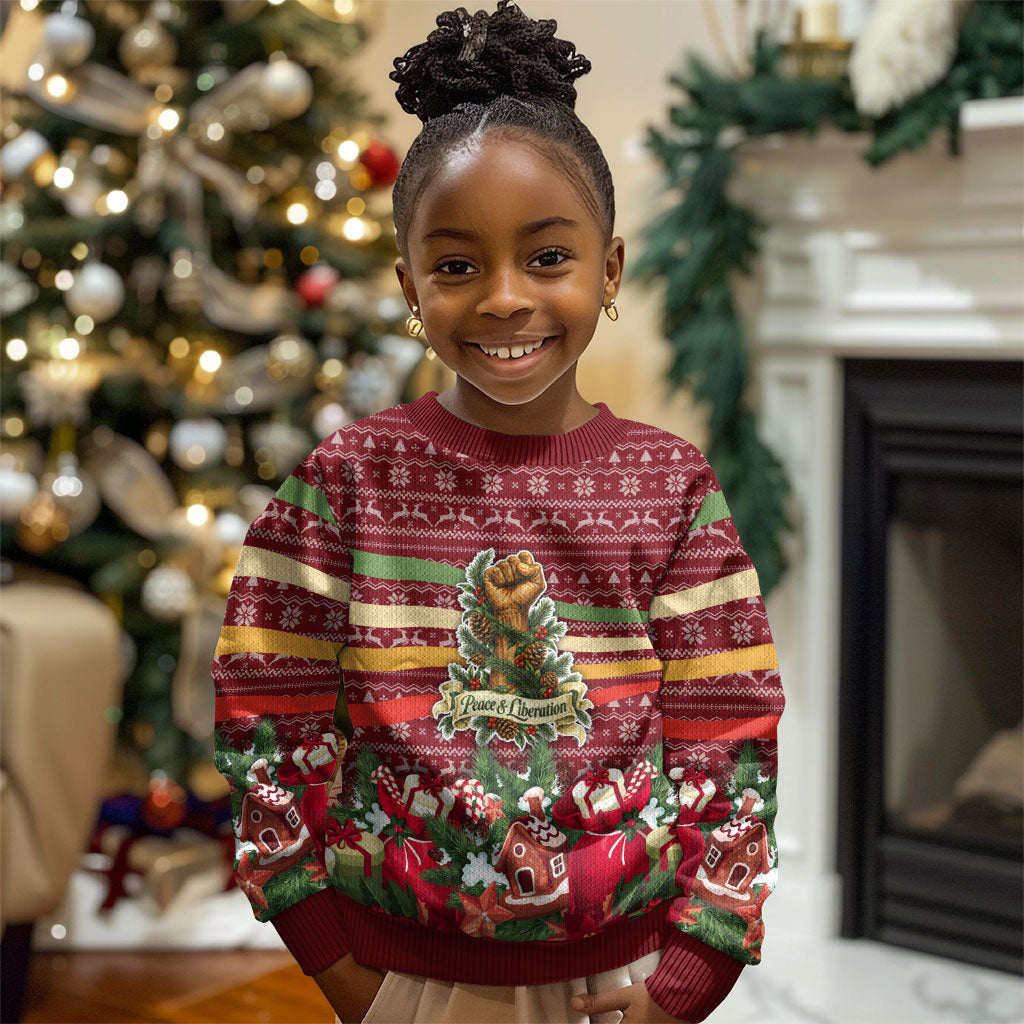 Malcolm X Peace And Liberation Christmas Kid Ugly Christmas Sweater Pattern Pan African Colors Xmas Holiday