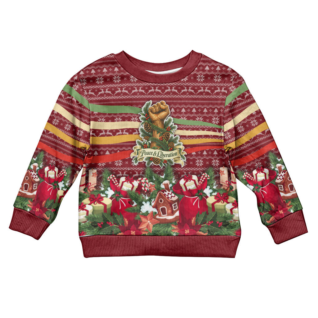 Malcolm X Peace And Liberation Christmas Kid Ugly Christmas Sweater Pattern Pan African Colors Xmas Holiday