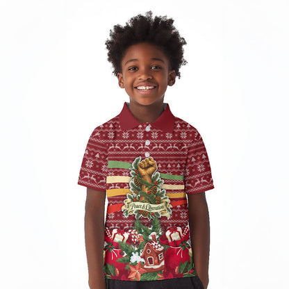 Malcolm X Peace And Liberation Christmas Kid Polo Shirt Pattern Pan African Colors Xmas Holiday