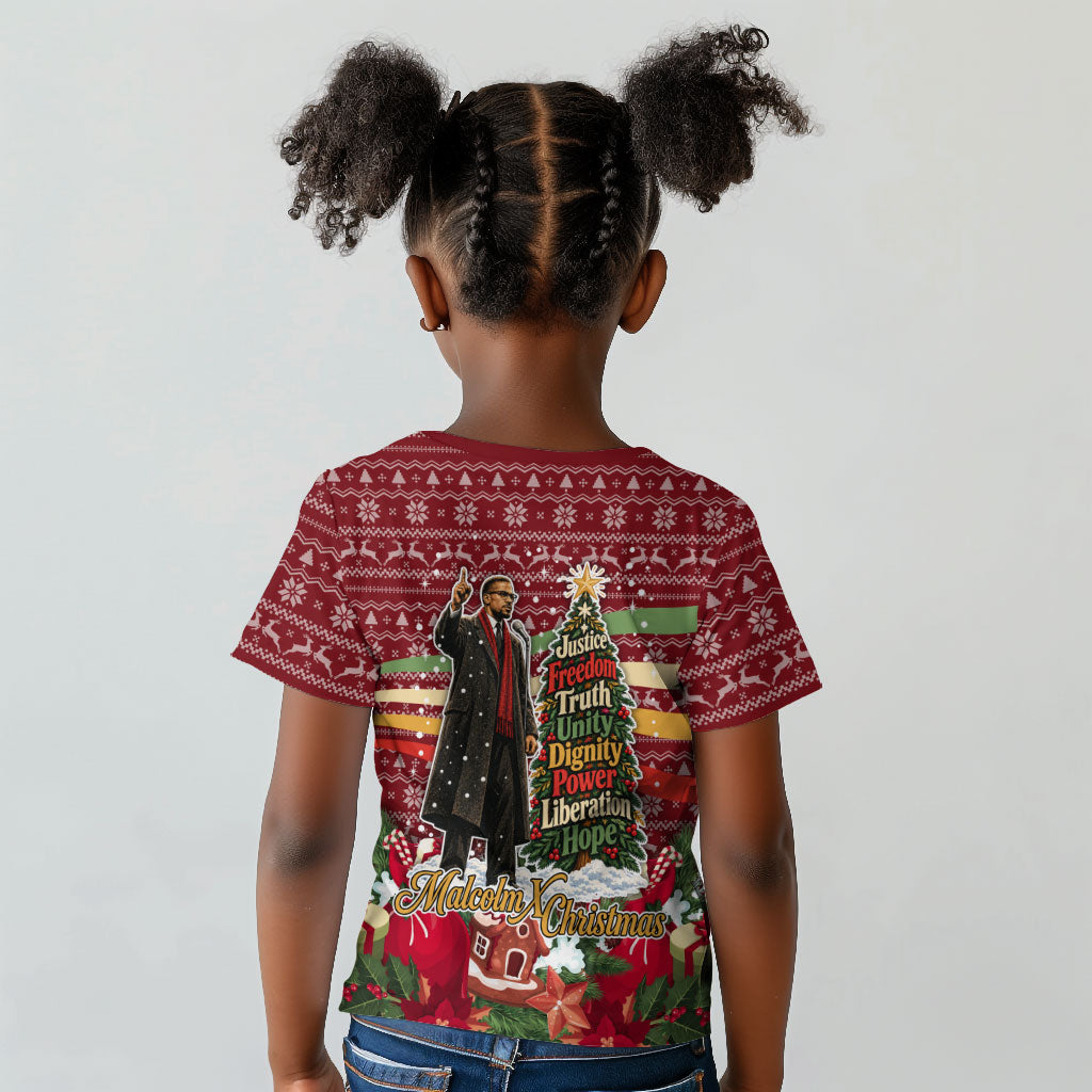 Malcolm X Peace And Liberation Christmas Kid T shirt Pattern Pan African Colors Xmas Holiday