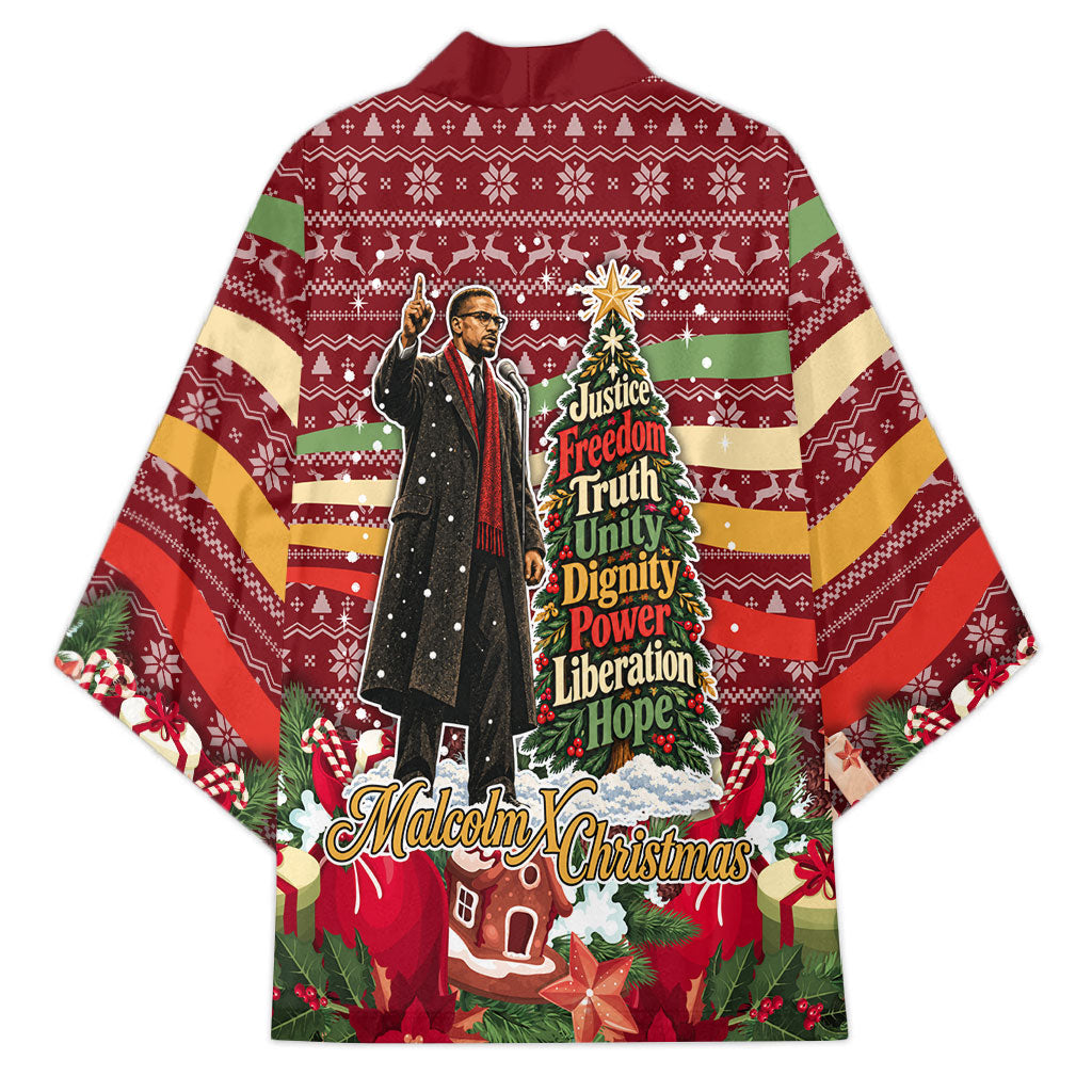 Malcolm X Peace And Liberation Christmas Kimono Pattern Pan African Colors Xmas Holiday