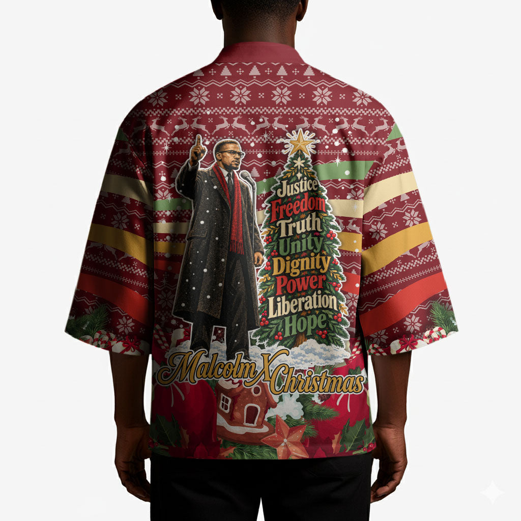 Malcolm X Peace And Liberation Christmas Kimono Pattern Pan African Colors Xmas Holiday
