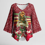 Malcolm X Peace And Liberation Christmas Kimono Sleeve Blouse Pattern Pan African Colors Xmas Holiday