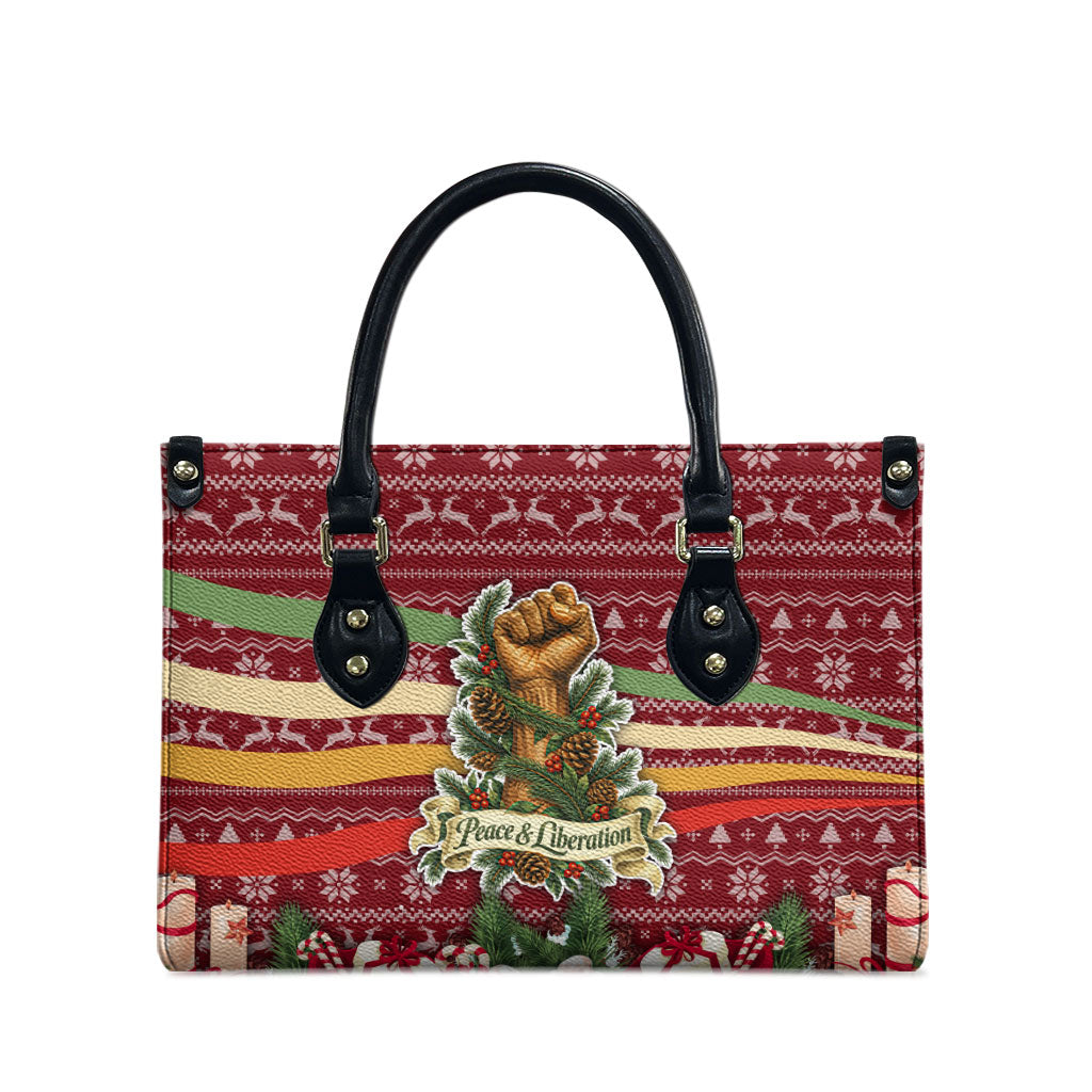 Malcolm X Peace And Liberation Christmas Leather Bag Pattern Pan African Colors Xmas Holiday