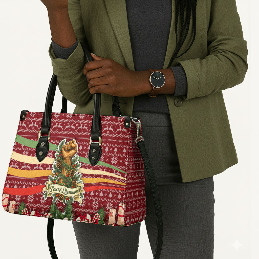 Malcolm X Peace And Liberation Christmas Leather Bag Pattern Pan African Colors Xmas Holiday