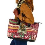Malcolm X Peace And Liberation Christmas Leather Tote Bag Pattern Pan African Colors Xmas Holiday
