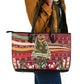 Malcolm X Peace And Liberation Christmas Leather Tote Bag Pattern Pan African Colors Xmas Holiday