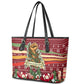 Malcolm X Peace And Liberation Christmas Leather Tote Bag Pattern Pan African Colors Xmas Holiday
