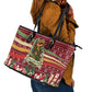 Malcolm X Peace And Liberation Christmas Leather Tote Bag Pattern Pan African Colors Xmas Holiday