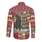 Malcolm X Peace And Liberation Christmas Long Sleeve Button Shirt Pattern Pan African Colors Xmas Holiday