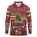 Malcolm X Peace And Liberation Christmas Long Sleeve Polo Shirt Pattern Pan African Colors Xmas Holiday