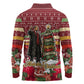 Malcolm X Peace And Liberation Christmas Long Sleeve Polo Shirt Pattern Pan African Colors Xmas Holiday