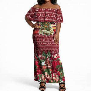 Malcolm X Peace And Liberation Christmas Off Shoulder Maxi Dress Pattern Pan African Colors Xmas Holiday