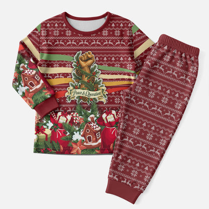 Malcolm X Peace And Liberation Christmas Pajama Set Pattern Pan African Colors Xmas Holiday