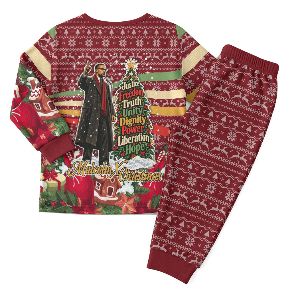 Malcolm X Peace And Liberation Christmas Pajama Set Pattern Pan African Colors Xmas Holiday