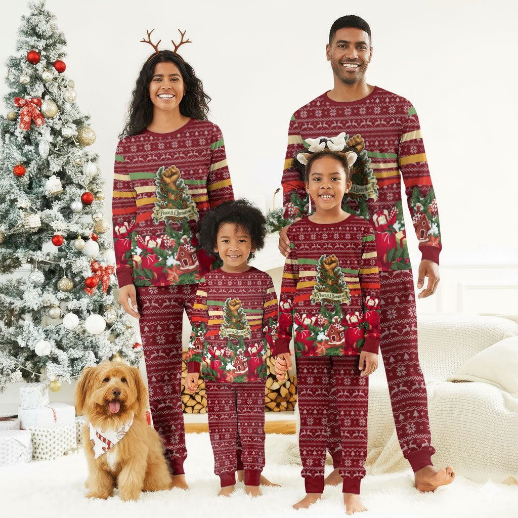 Malcolm X Peace And Liberation Christmas Pajama Set Pattern Pan African Colors Xmas Holiday