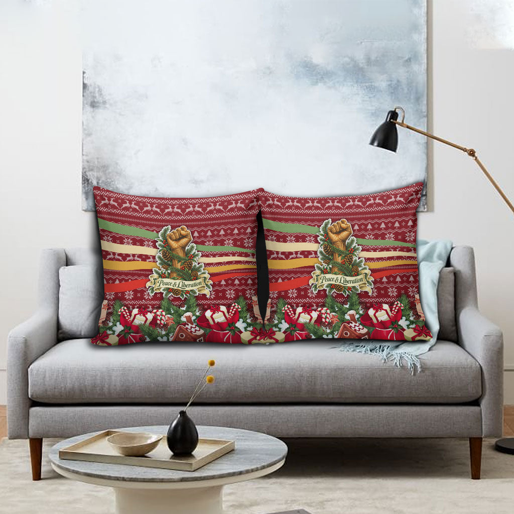 Malcolm X Peace And Liberation Christmas Pillow Cover Pattern Pan African Colors Xmas Holiday