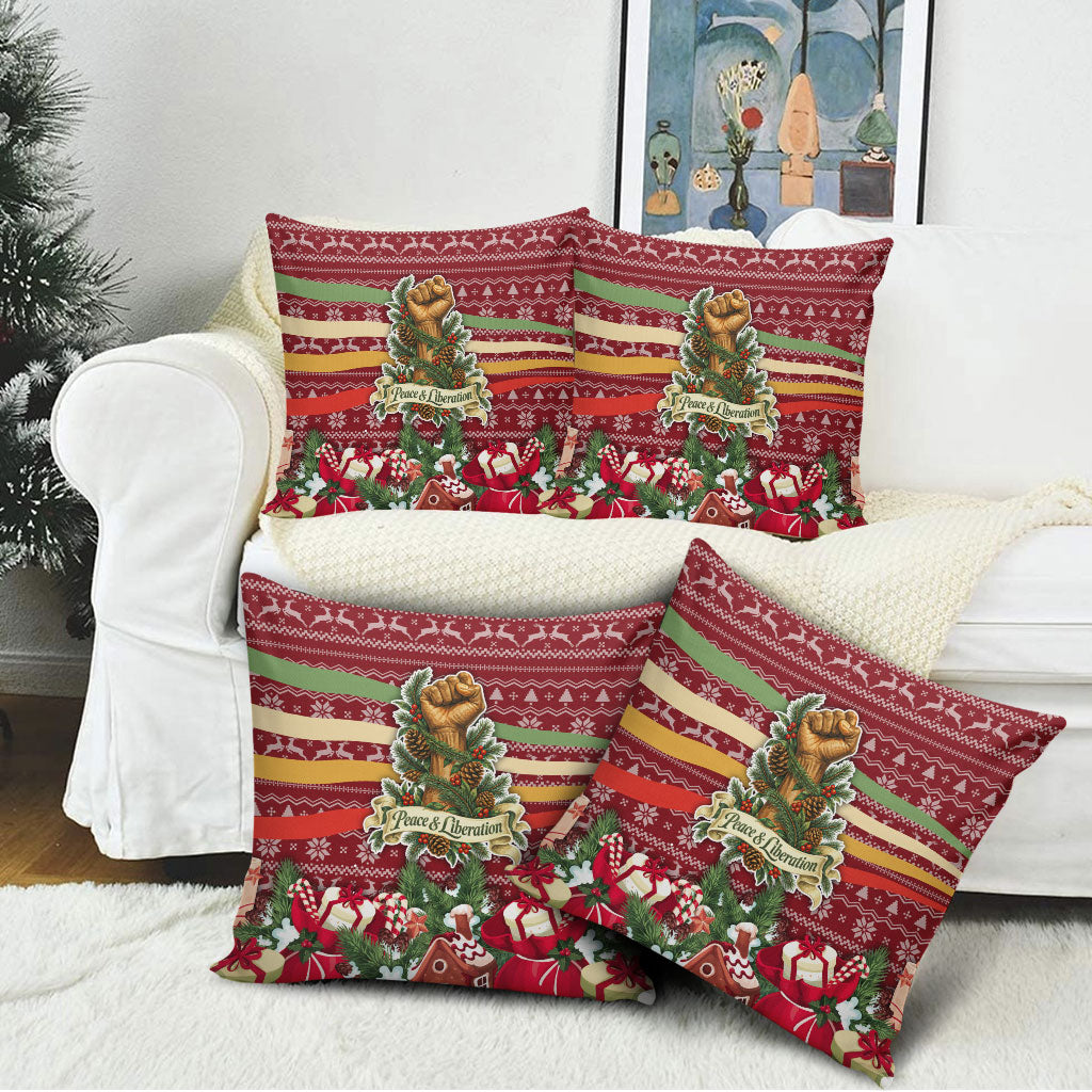 Malcolm X Peace And Liberation Christmas Pillow Cover Pattern Pan African Colors Xmas Holiday
