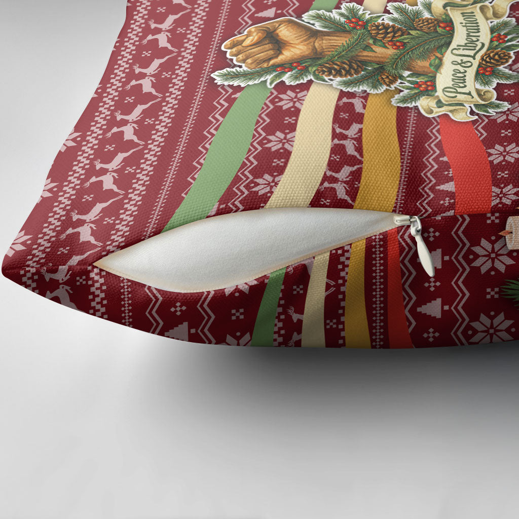 Malcolm X Peace And Liberation Christmas Pillow Cover Pattern Pan African Colors Xmas Holiday