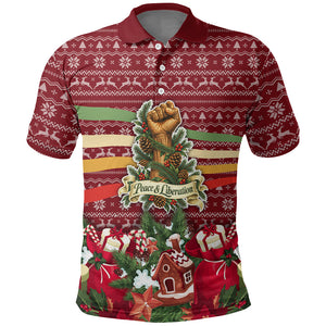 Malcolm X Peace And Liberation Christmas Polo Shirt Pattern Pan African Colors Xmas Holiday