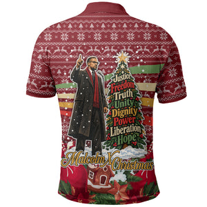 Malcolm X Peace And Liberation Christmas Polo Shirt Pattern Pan African Colors Xmas Holiday