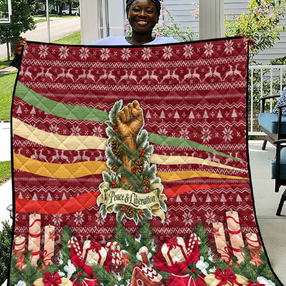 Malcolm X Peace And Liberation Christmas Quilt Pattern Pan African Colors Xmas Holiday