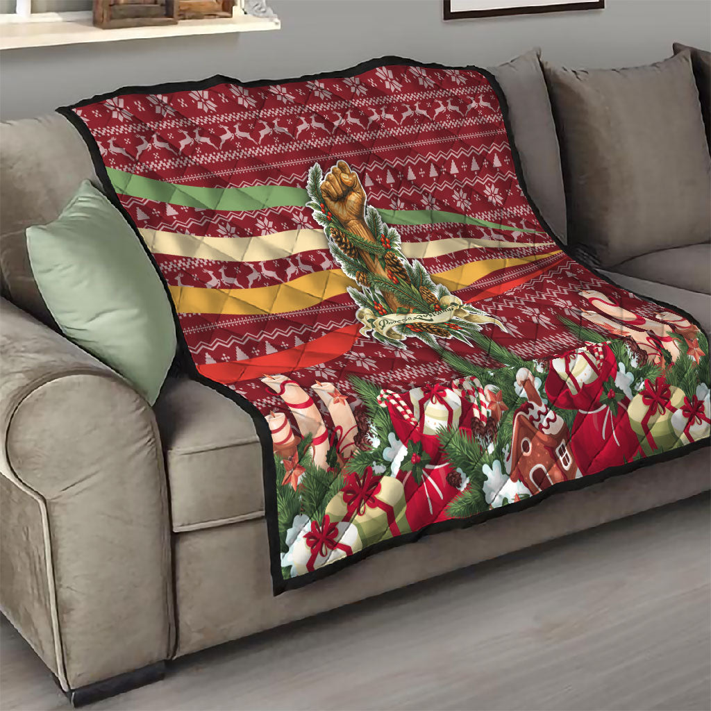 Malcolm X Peace And Liberation Christmas Quilt Pattern Pan African Colors Xmas Holiday