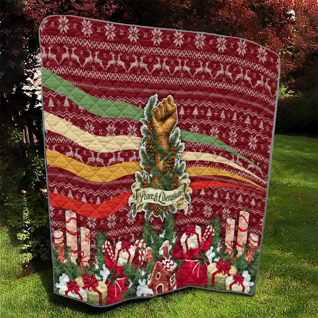 Malcolm X Peace And Liberation Christmas Quilt Pattern Pan African Colors Xmas Holiday
